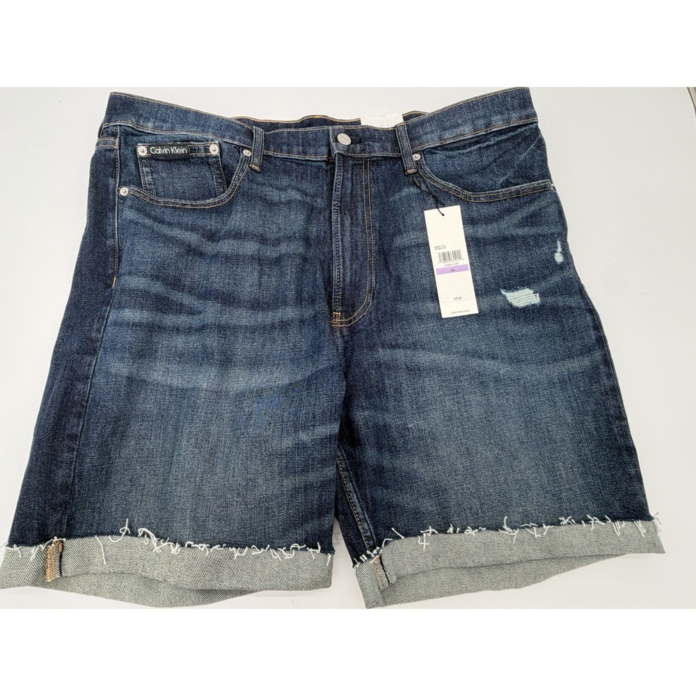 ($79 MSRP) Men's Size 38W - Calvin Klein Jean Shorts Distressed Miami Rain NWT